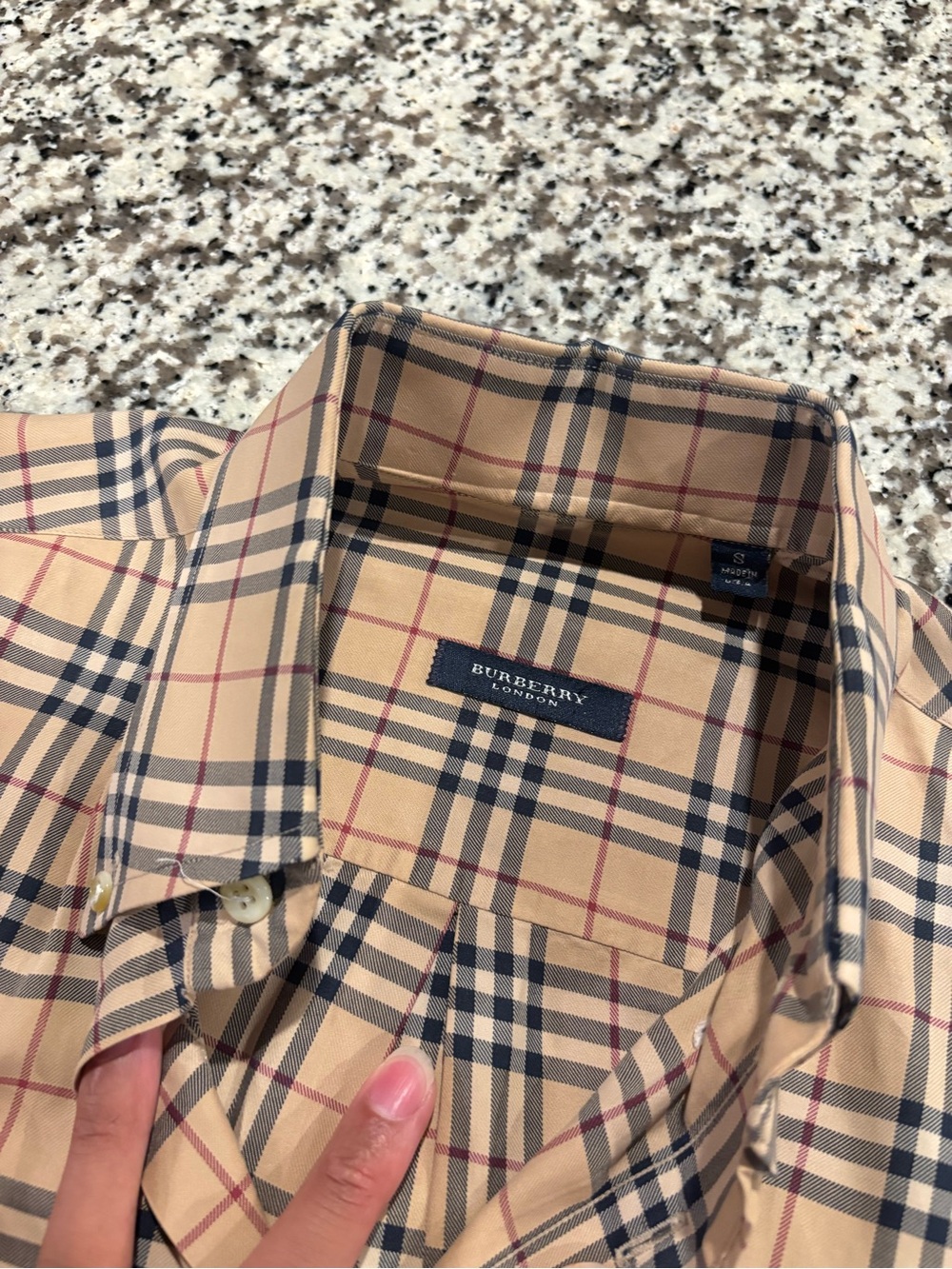 Burberry London Classic Beige Plaid Button-Down - Picture 3 of 5